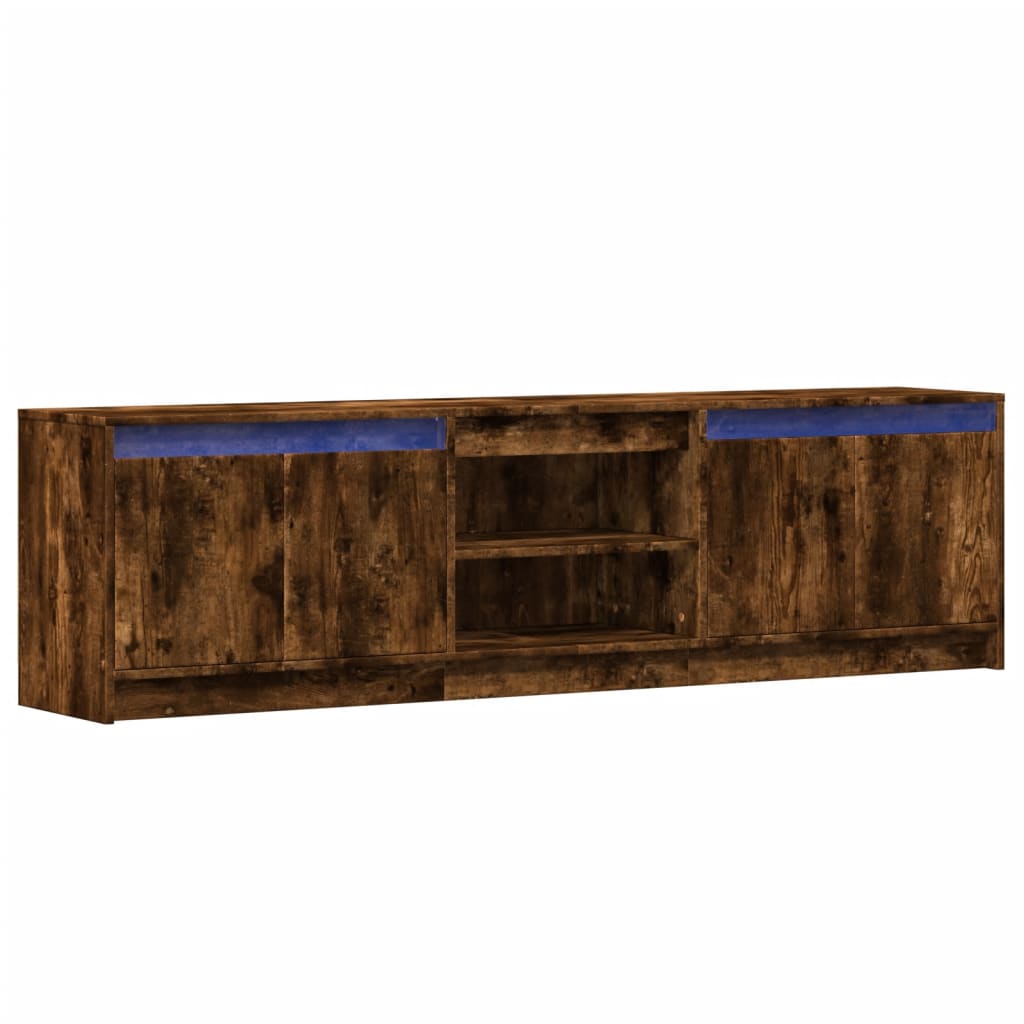 Tv-meubel met LED 180x34x50 cm bewerkt hout gerookt eikenkleur is nu te koop bij PeponiXL, paradijselijk wonen!