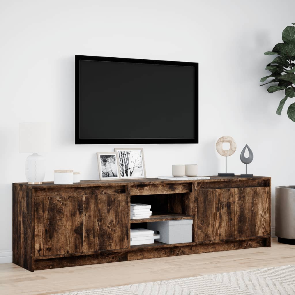Tv-meubel met LED 180x34x50 cm bewerkt hout gerookt eikenkleur is nu te koop bij PeponiXL, paradijselijk wonen!