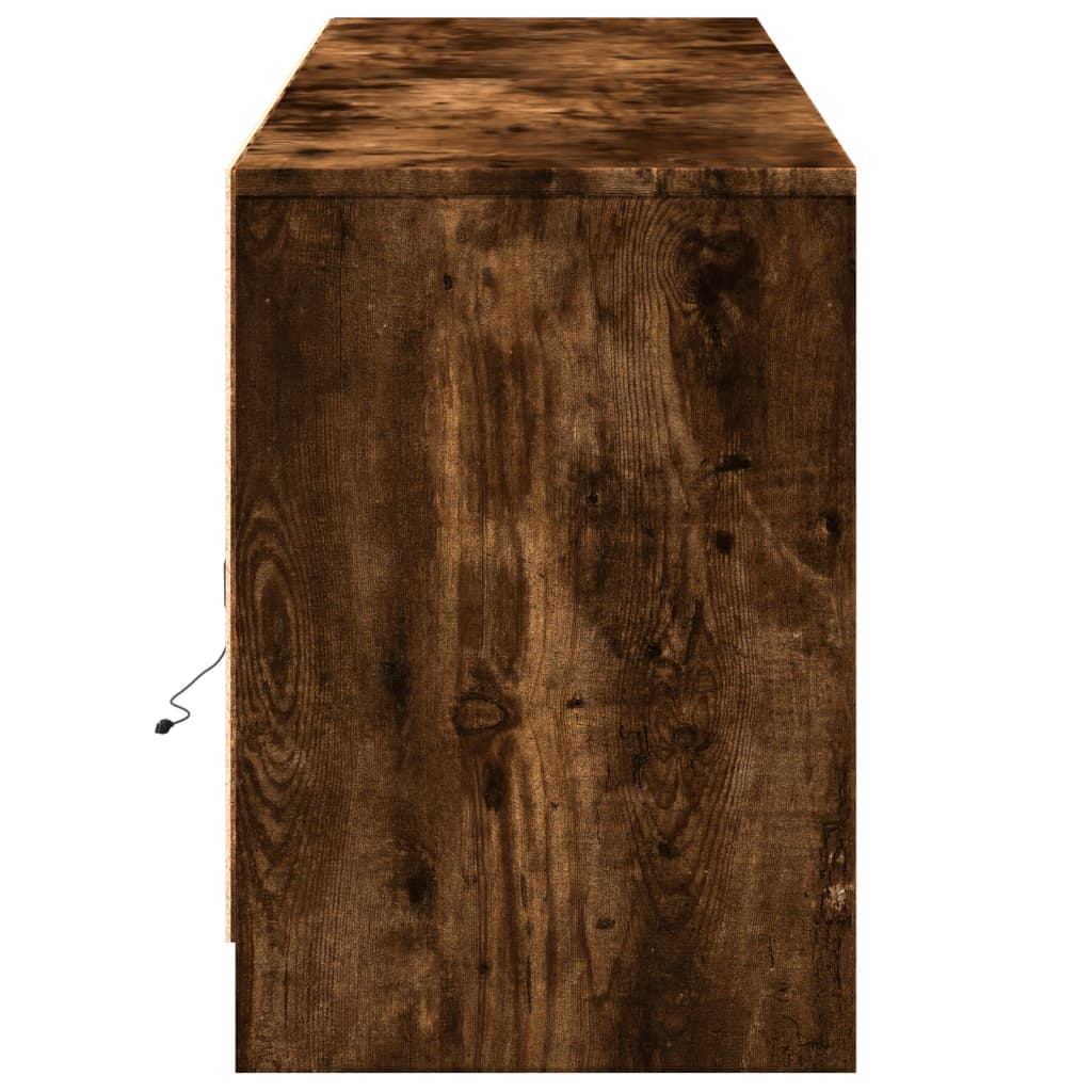 Tv-meubel met LED 180x34x50 cm bewerkt hout gerookt eikenkleur is nu te koop bij PeponiXL, paradijselijk wonen!