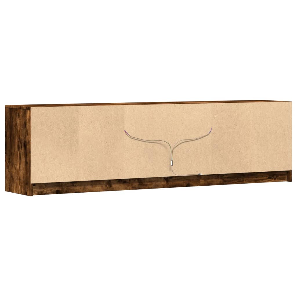 Tv-meubel met LED 180x34x50 cm bewerkt hout gerookt eikenkleur is nu te koop bij PeponiXL, paradijselijk wonen!
