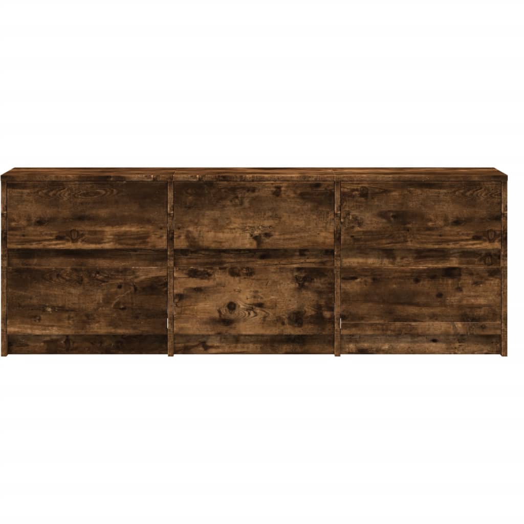 Tv-meubel met LED 140x34x50 cm bewerkt hout gerookt eikenkleur is nu te koop bij PeponiXL, paradijselijk wonen!