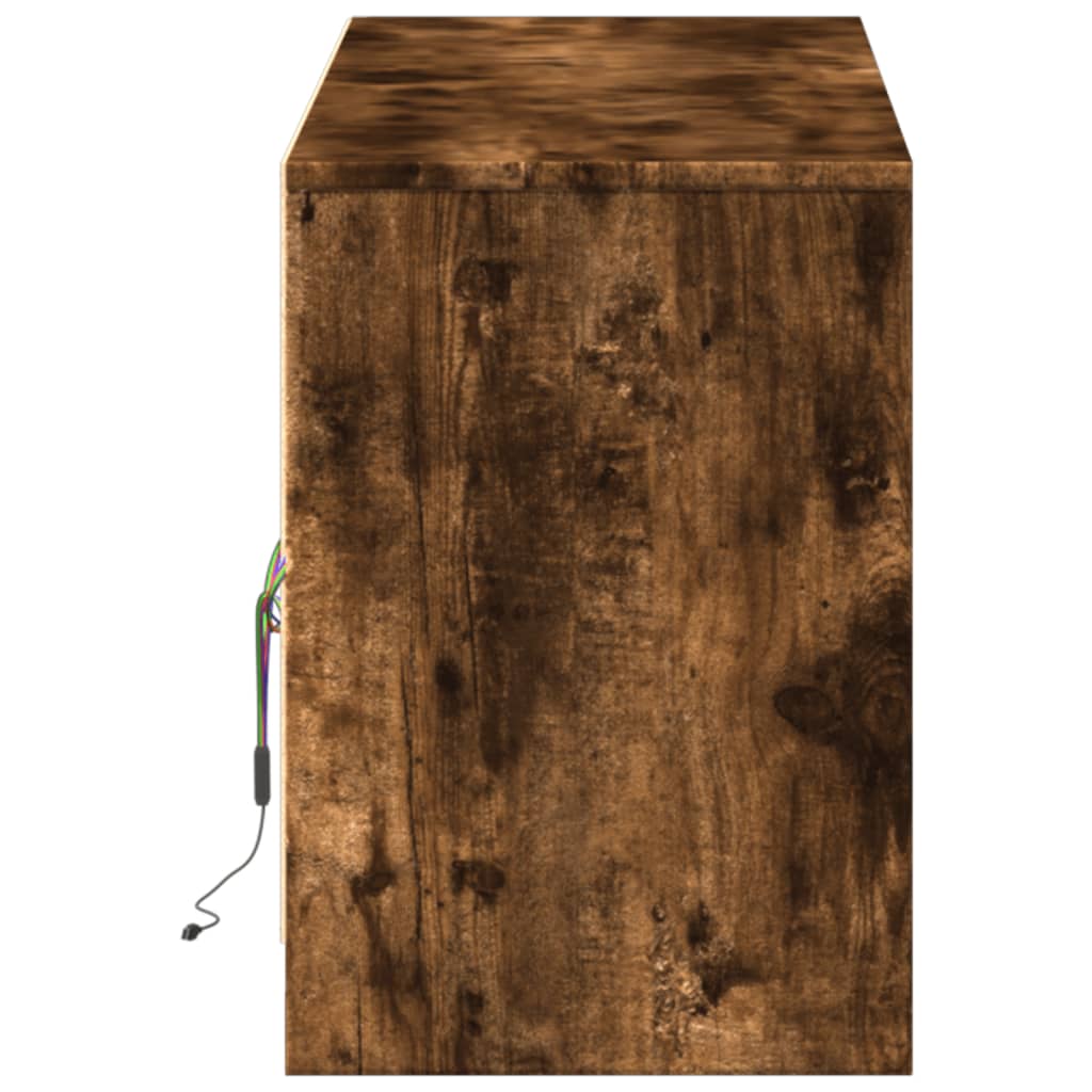 Tv-meubel met LED 140x34x50 cm bewerkt hout gerookt eikenkleur is nu te koop bij PeponiXL, paradijselijk wonen!