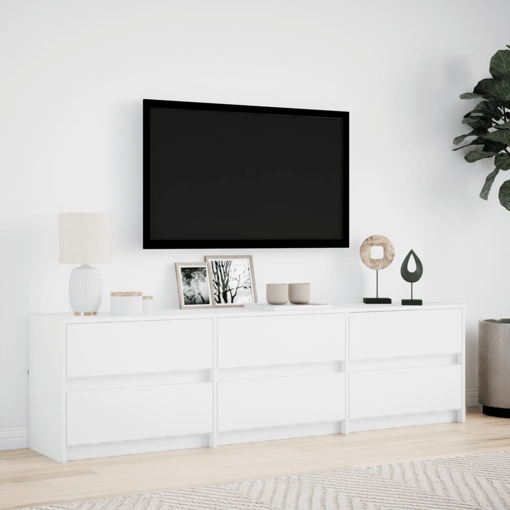 Tv-meubel met LED 180x34x50 cm bewerkt hout wit is nu te koop bij PeponiXL, paradijselijk wonen!