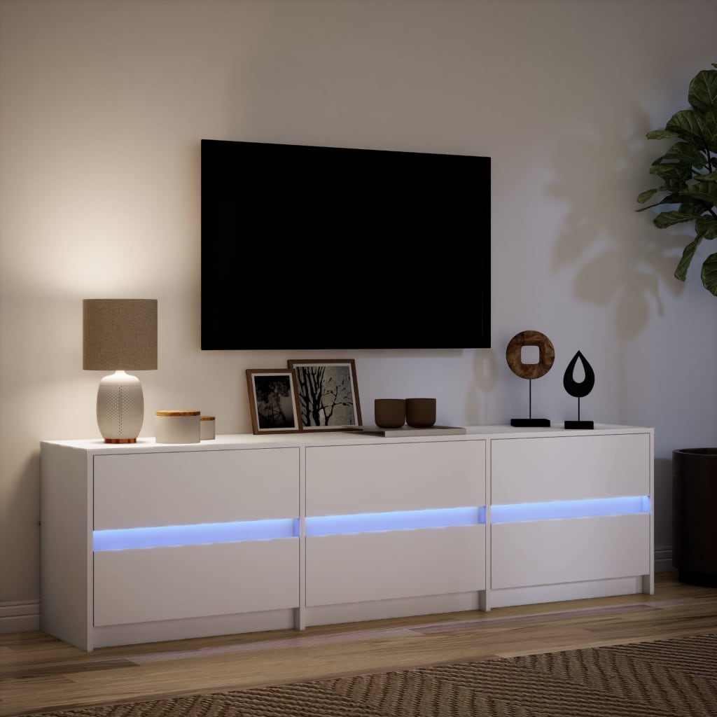 Tv-meubel met LED 180x34x50 cm bewerkt hout wit is nu te koop bij PeponiXL, paradijselijk wonen!
