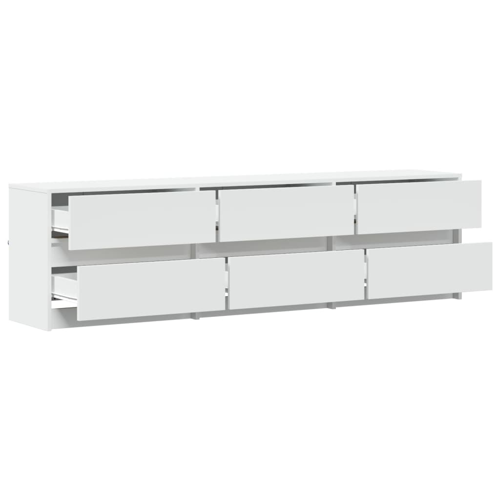 Tv-meubel met LED 180x34x50 cm bewerkt hout wit is nu te koop bij PeponiXL, paradijselijk wonen!