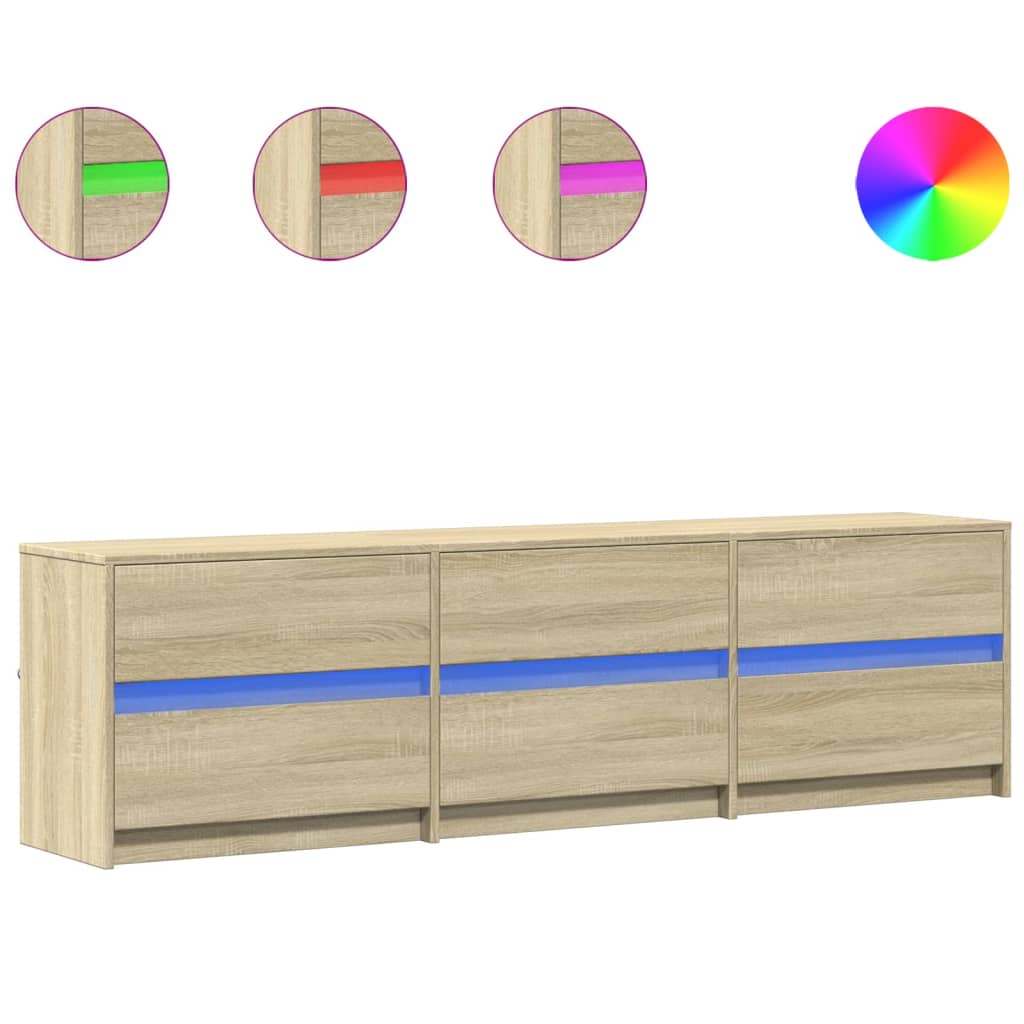 Tv-meubel met LED 180x34x50 cm bewerkt hout sonoma eikenkleurig is nu te koop bij PeponiXL, paradijselijk wonen!