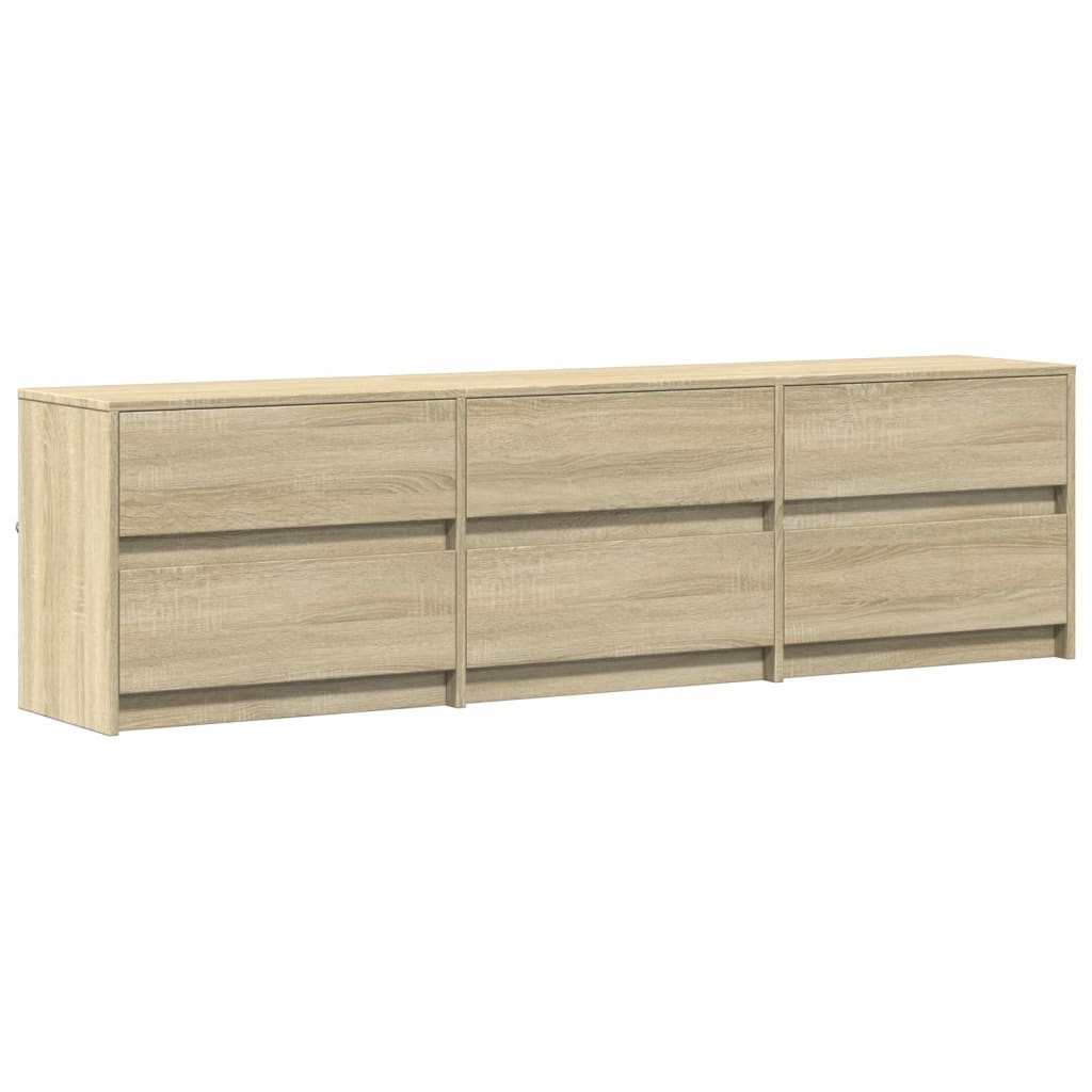 Tv-meubel met LED 180x34x50 cm bewerkt hout sonoma eikenkleurig is nu te koop bij PeponiXL, paradijselijk wonen!
