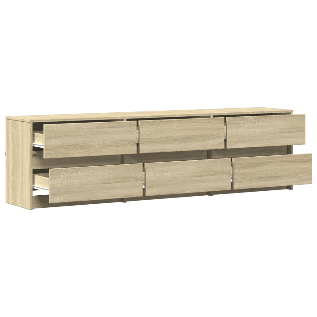 Tv-meubel met LED 180x34x50 cm bewerkt hout sonoma eikenkleurig is nu te koop bij PeponiXL, paradijselijk wonen!
