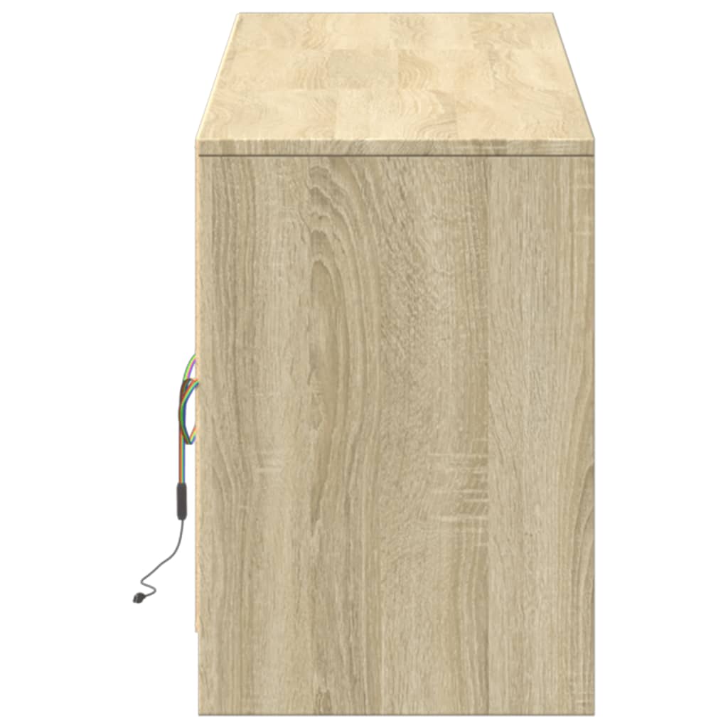 Tv-meubel met LED 180x34x50 cm bewerkt hout sonoma eikenkleurig is nu te koop bij PeponiXL, paradijselijk wonen!