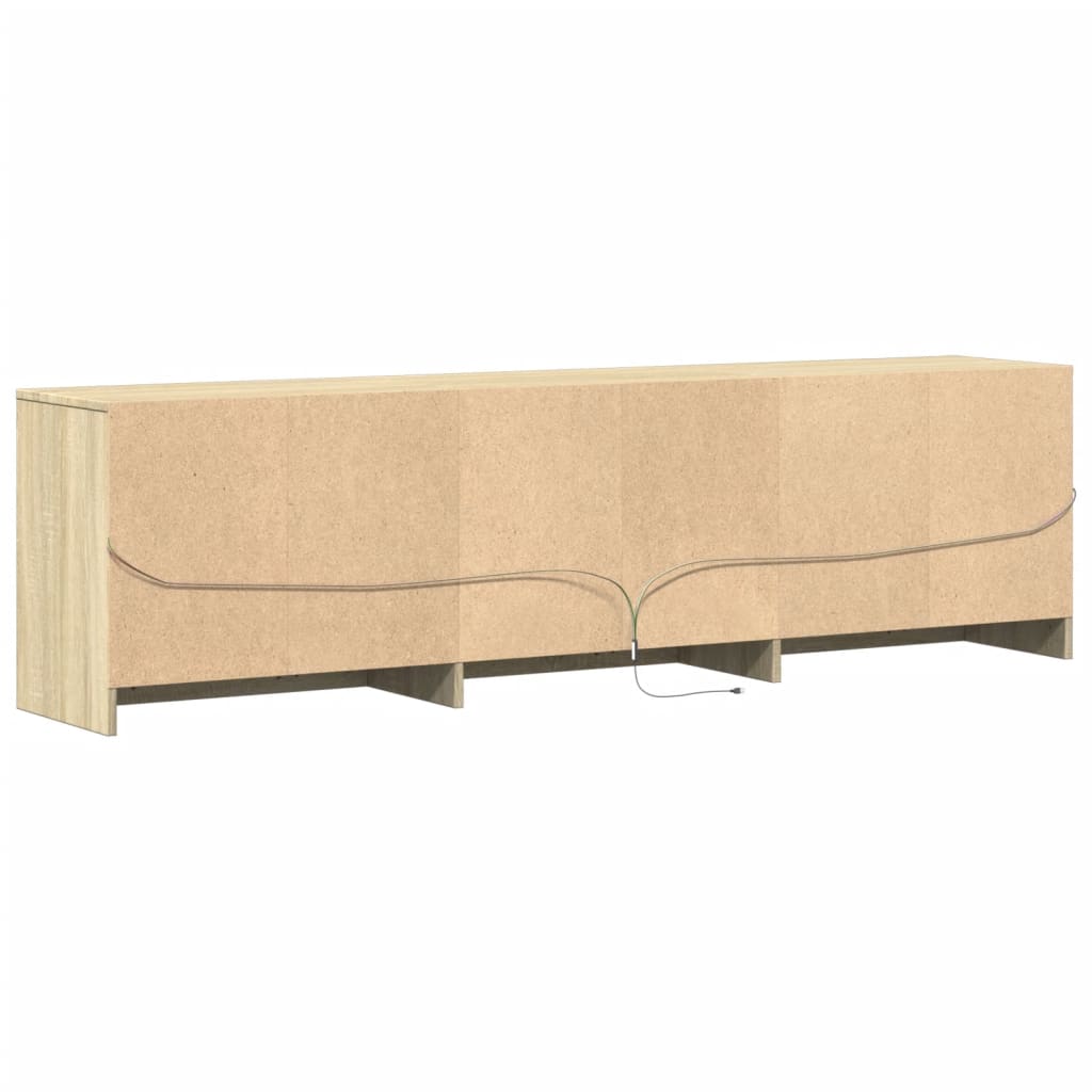 Tv-meubel met LED 180x34x50 cm bewerkt hout sonoma eikenkleurig is nu te koop bij PeponiXL, paradijselijk wonen!