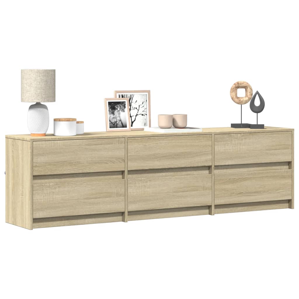 Tv-meubel met LED 180x34x50 cm bewerkt hout sonoma eikenkleurig is nu te koop bij PeponiXL, paradijselijk wonen!
