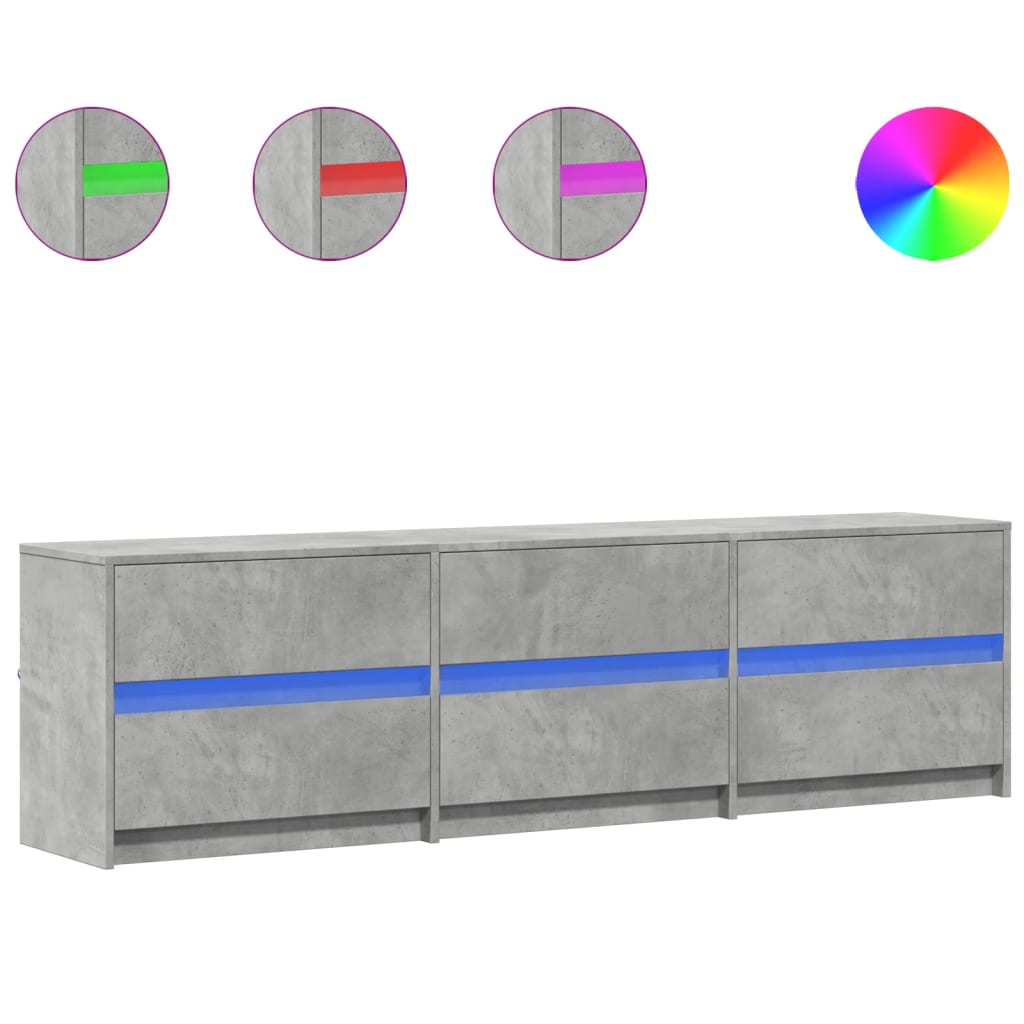 Tv-meubel met LED 180x34x50 cm bewerkt hout betongrijs is nu te koop bij PeponiXL, paradijselijk wonen!
