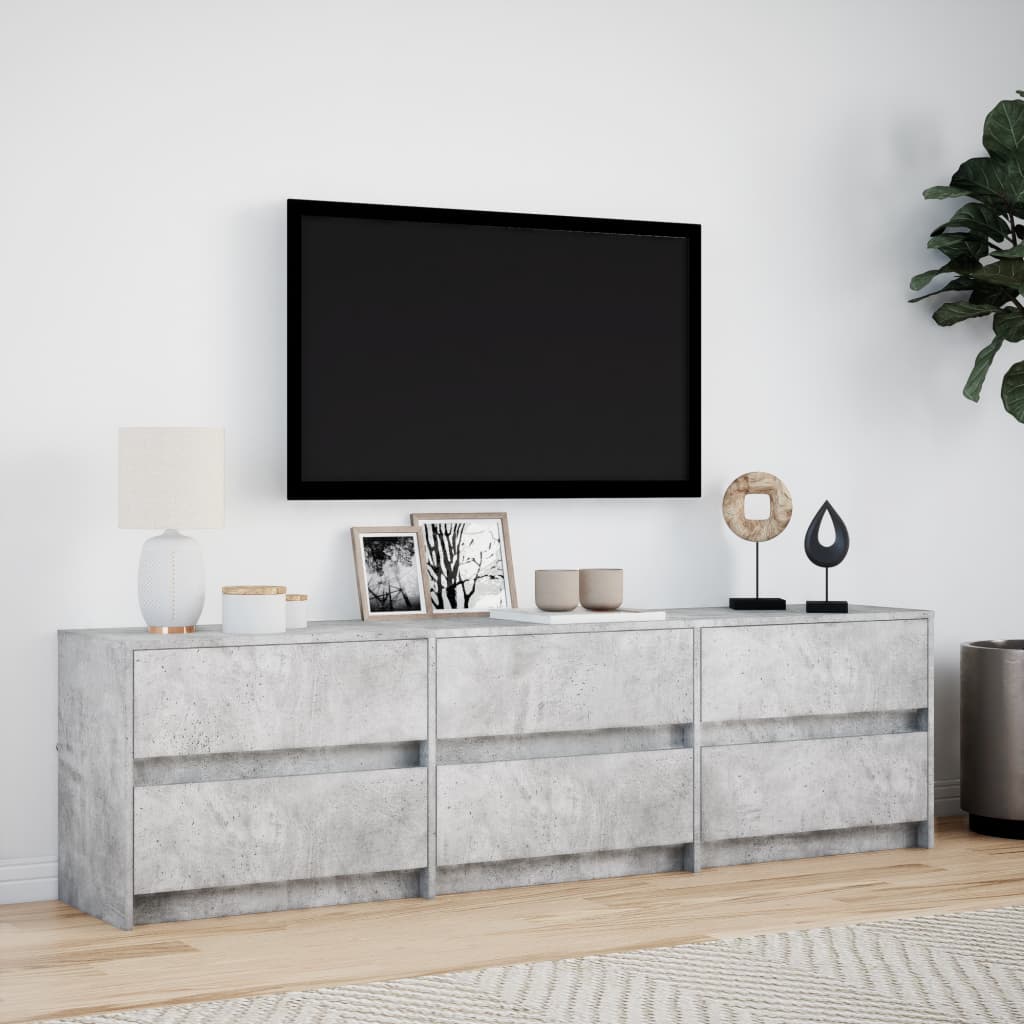 Tv-meubel met LED 180x34x50 cm bewerkt hout betongrijs is nu te koop bij PeponiXL, paradijselijk wonen!