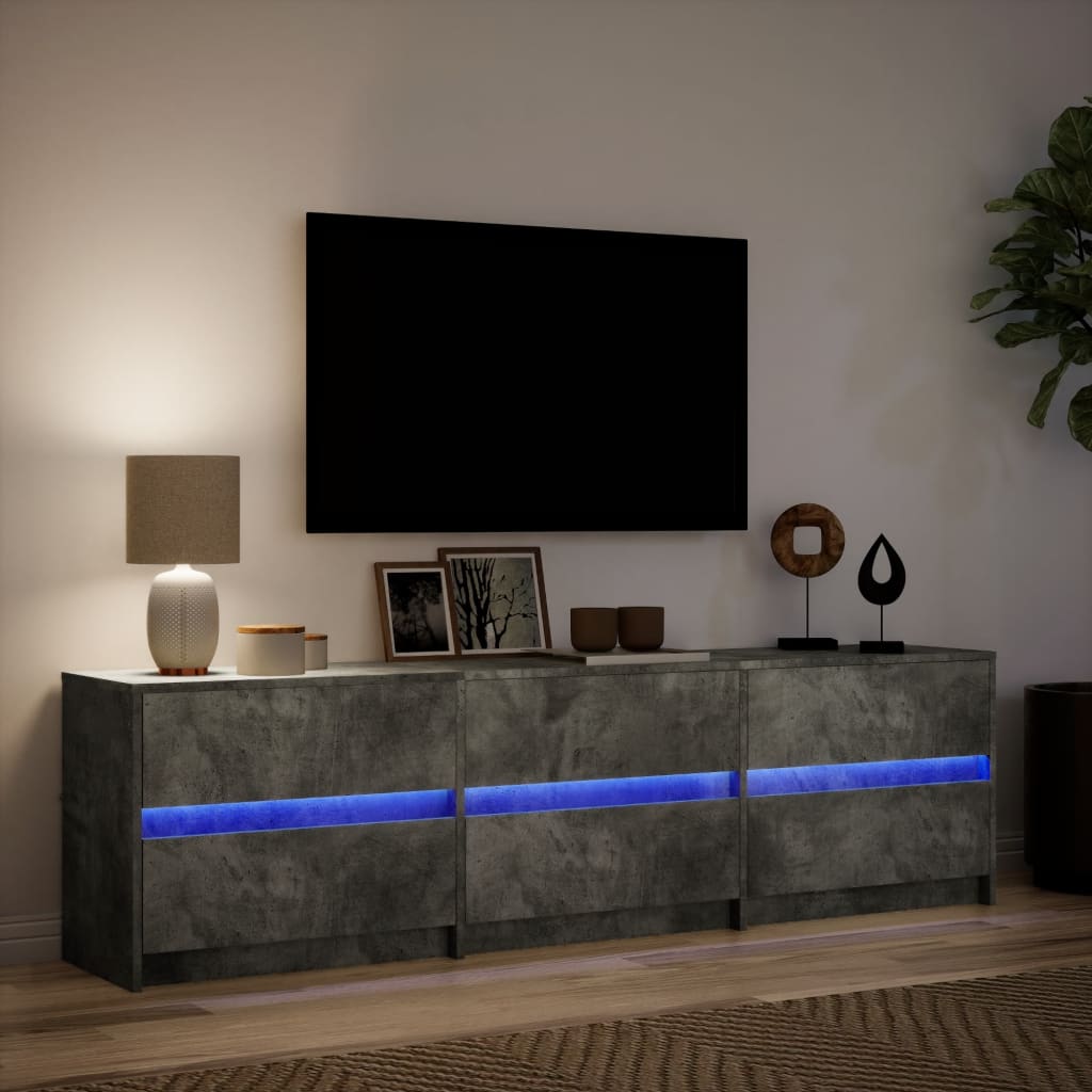 Tv-meubel met LED 180x34x50 cm bewerkt hout betongrijs is nu te koop bij PeponiXL, paradijselijk wonen!