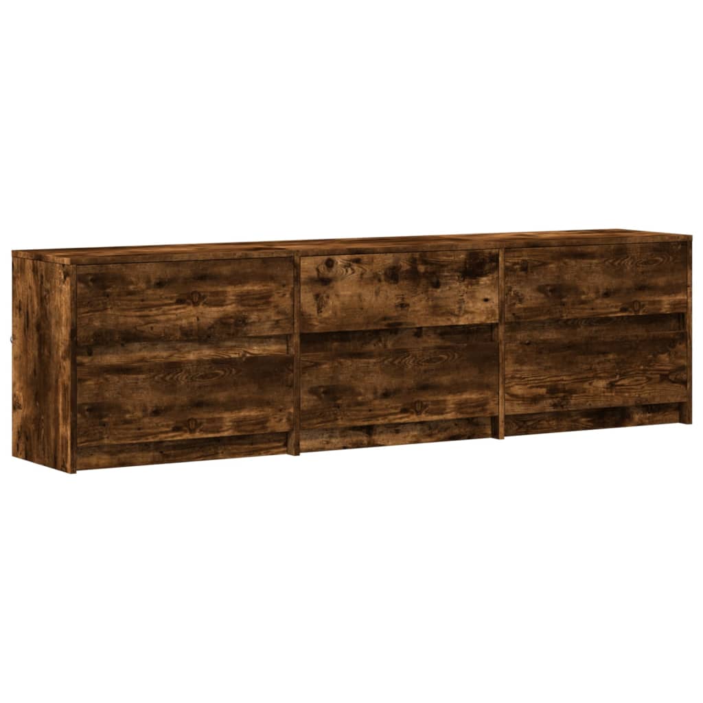 Tv-meubel met LED 180x34x50 cm bewerkt hout gerookt eikenkleur is nu te koop bij PeponiXL, paradijselijk wonen!