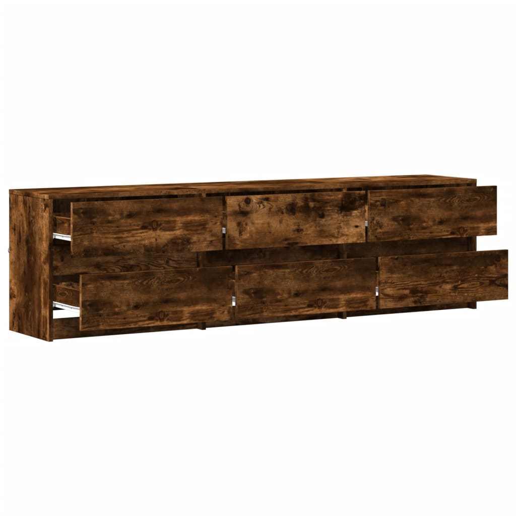 Tv-meubel met LED 180x34x50 cm bewerkt hout gerookt eikenkleur is nu te koop bij PeponiXL, paradijselijk wonen!