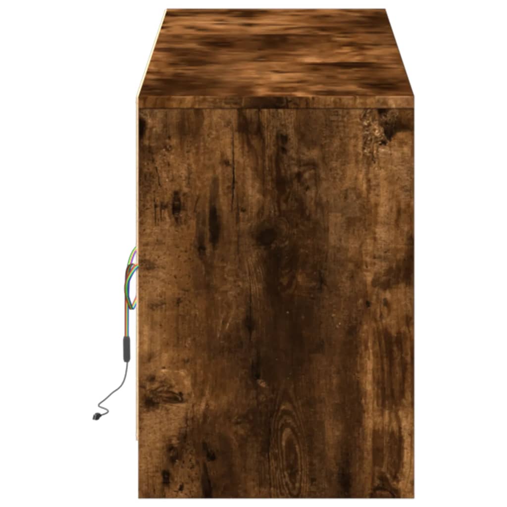 Tv-meubel met LED 180x34x50 cm bewerkt hout gerookt eikenkleur is nu te koop bij PeponiXL, paradijselijk wonen!