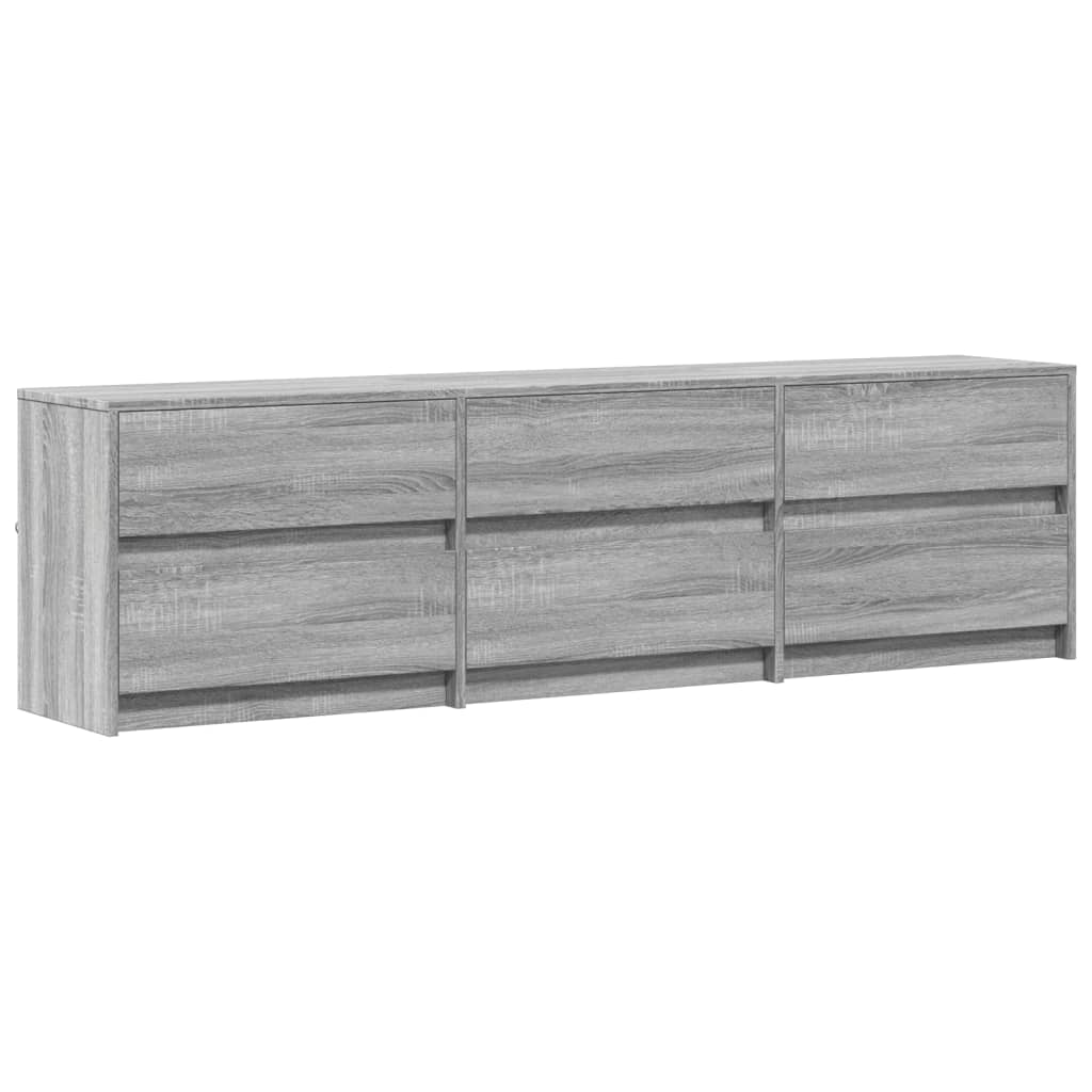 Tv-meubel met LED 180x34x50 cm bewerkt hout grijs sonoma eiken is nu te koop bij PeponiXL, paradijselijk wonen!