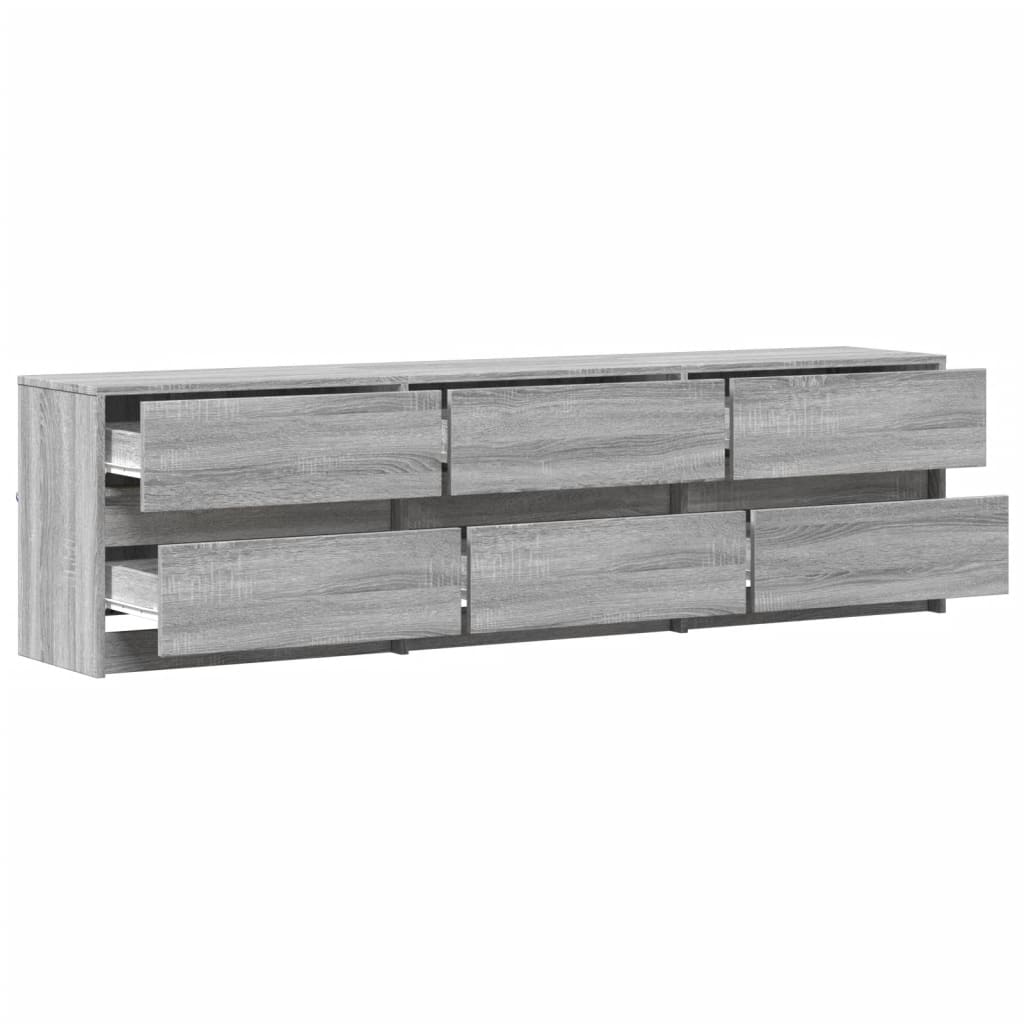 Tv-meubel met LED 180x34x50 cm bewerkt hout grijs sonoma eiken is nu te koop bij PeponiXL, paradijselijk wonen!