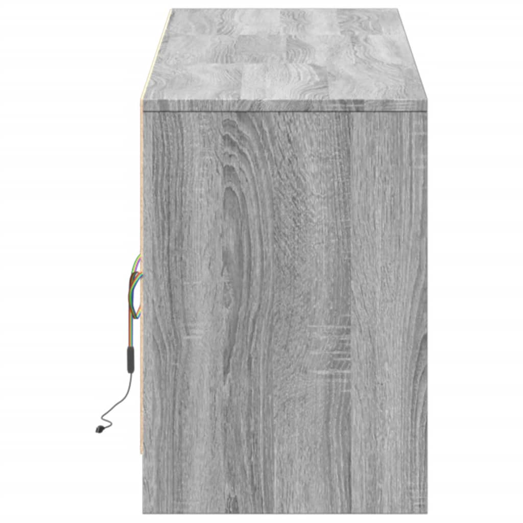 Tv-meubel met LED 180x34x50 cm bewerkt hout grijs sonoma eiken is nu te koop bij PeponiXL, paradijselijk wonen!