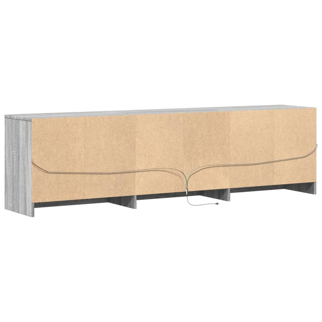 Tv-meubel met LED 180x34x50 cm bewerkt hout grijs sonoma eiken is nu te koop bij PeponiXL, paradijselijk wonen!