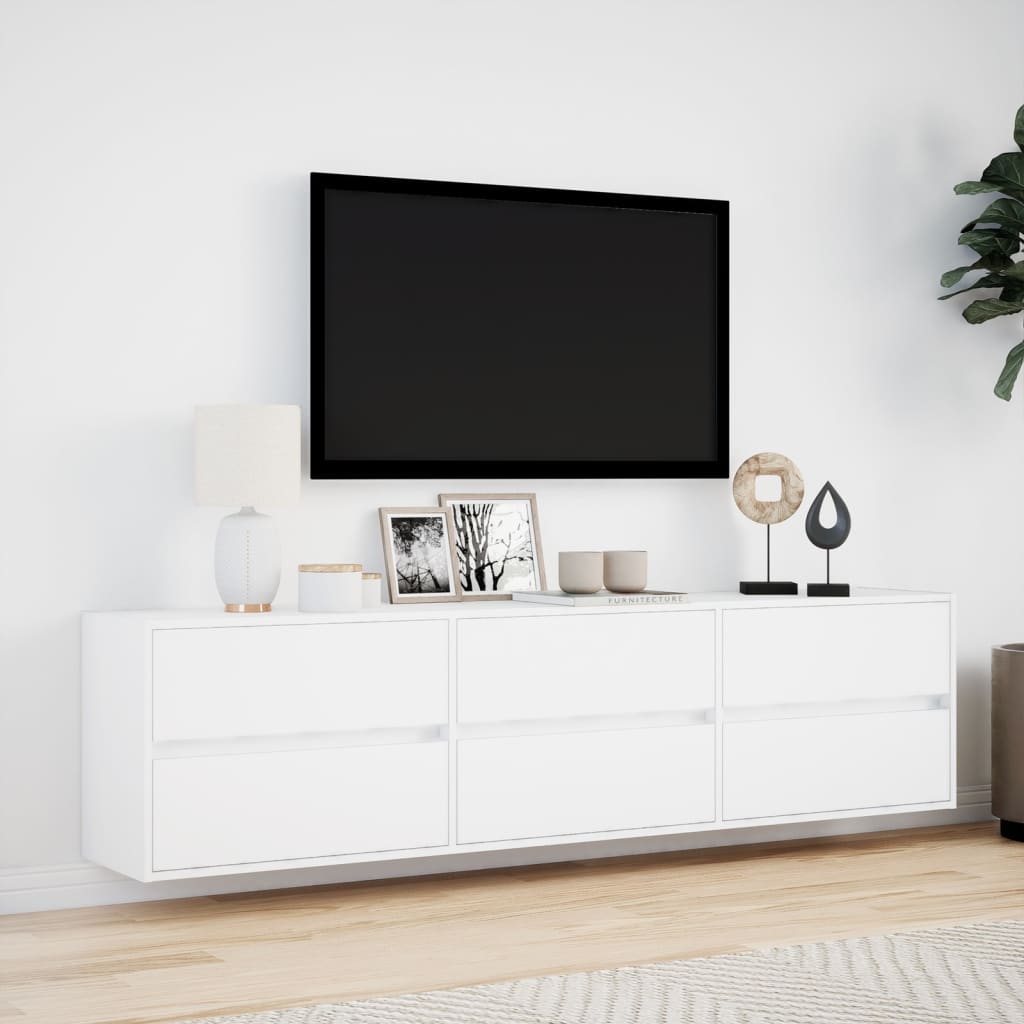 Tv-wandmeubel met LED-verlichting 180x31x45 cm wit is nu te koop bij PeponiXL, paradijselijk wonen!