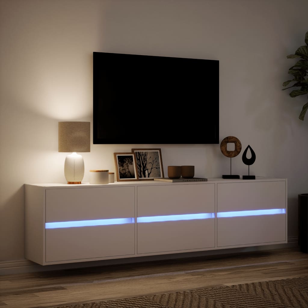 Tv-wandmeubel met LED-verlichting 180x31x45 cm wit is nu te koop bij PeponiXL, paradijselijk wonen!