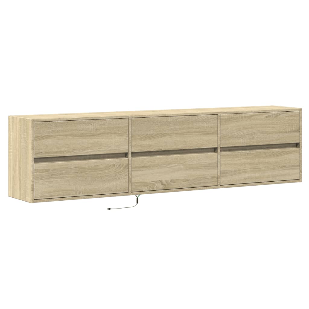 Tv-wandmeubel met LED-verlichting 180x31x45 cm sonoma eiken is nu te koop bij PeponiXL, paradijselijk wonen!
