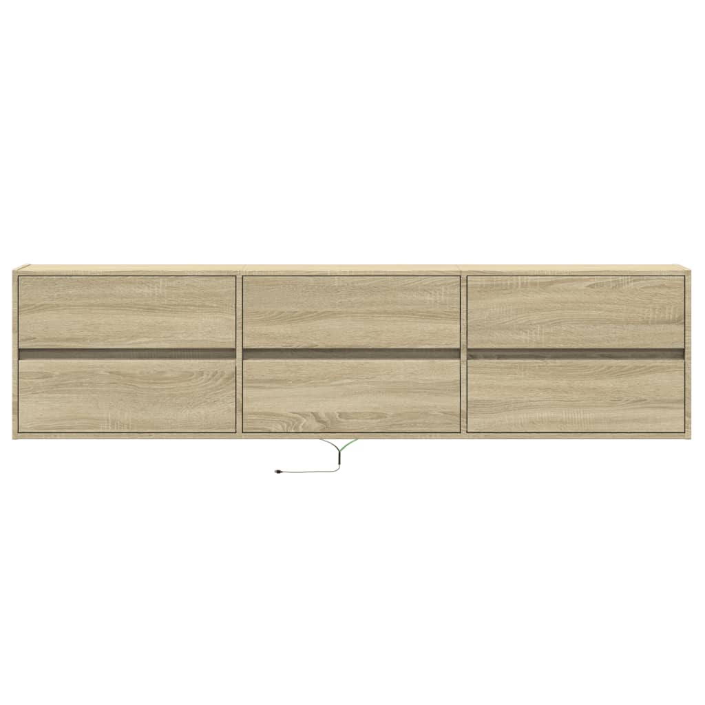 Tv-wandmeubel met LED-verlichting 180x31x45 cm sonoma eiken is nu te koop bij PeponiXL, paradijselijk wonen!