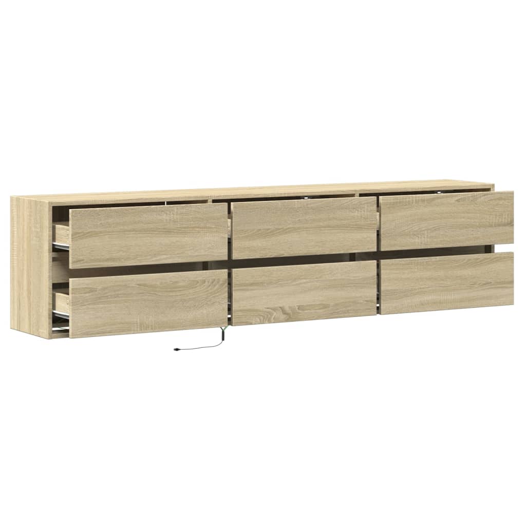 Tv-wandmeubel met LED-verlichting 180x31x45 cm sonoma eiken is nu te koop bij PeponiXL, paradijselijk wonen!