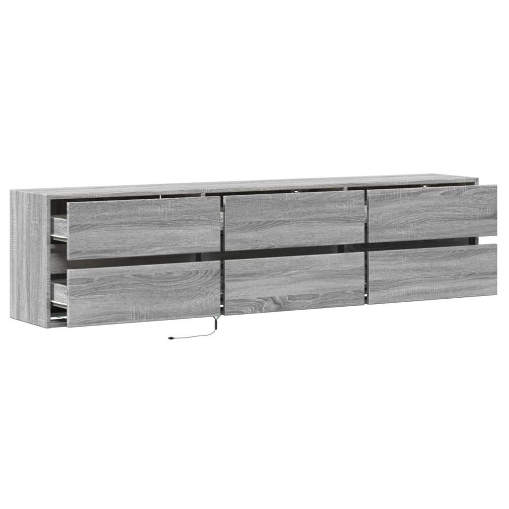 Tv-wandmeubel met LED-verlichting 180x31x45 cm grijs sonoma is nu te koop bij PeponiXL, paradijselijk wonen!