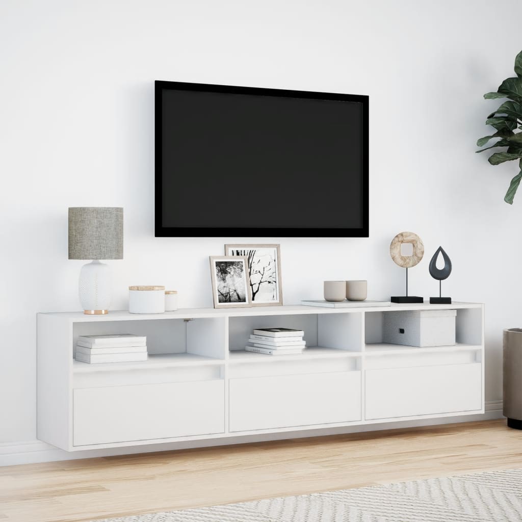 Tv-wandmeubel met LED-verlichting 180x31x45 cm wit is nu te koop bij PeponiXL, paradijselijk wonen!