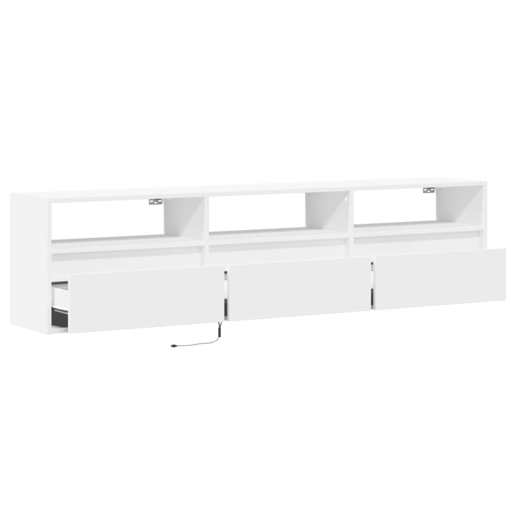 Tv-wandmeubel met LED-verlichting 180x31x45 cm wit is nu te koop bij PeponiXL, paradijselijk wonen!