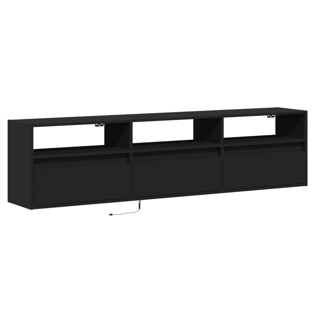 TV-wandkast met LED Zwart 180x31x45 cm is nu te koop bij PeponiXL, paradijselijk wonen!