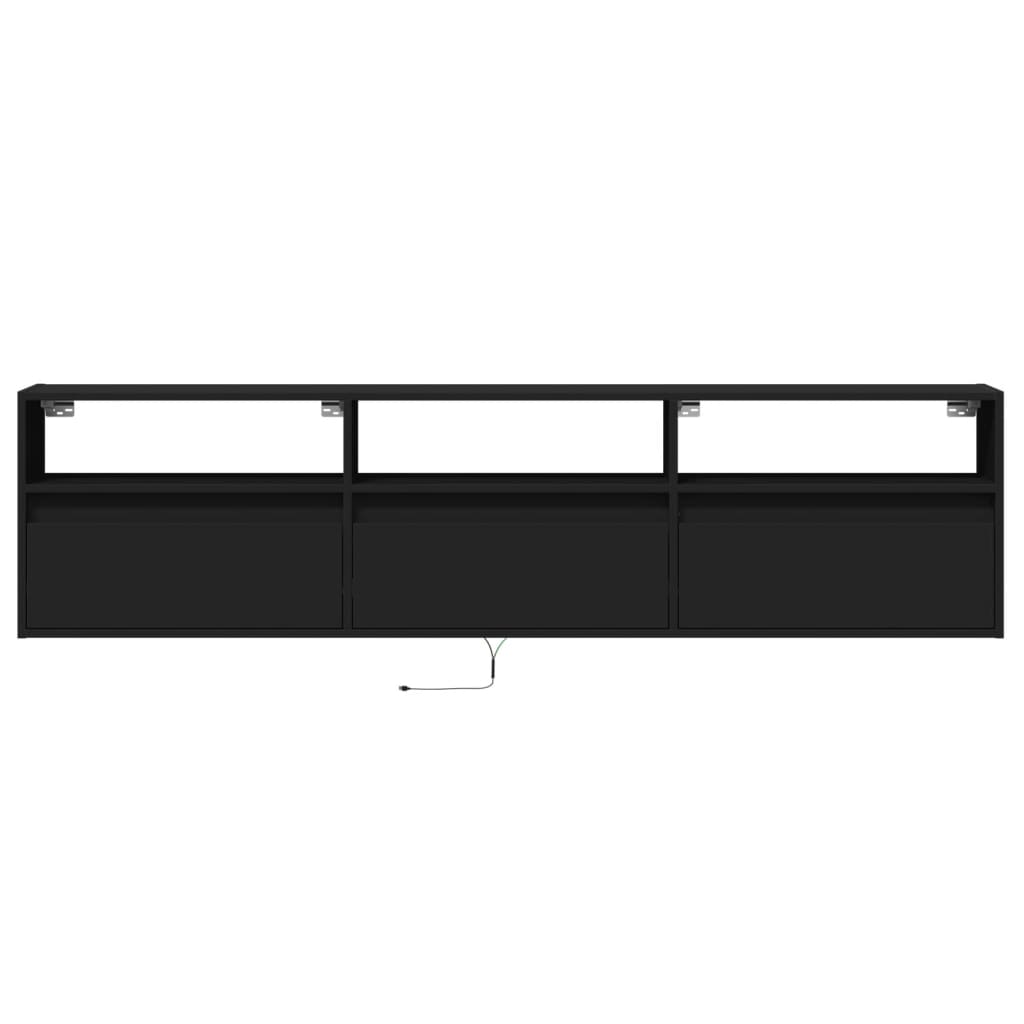 TV-wandkast met LED Zwart 180x31x45 cm is nu te koop bij PeponiXL, paradijselijk wonen!