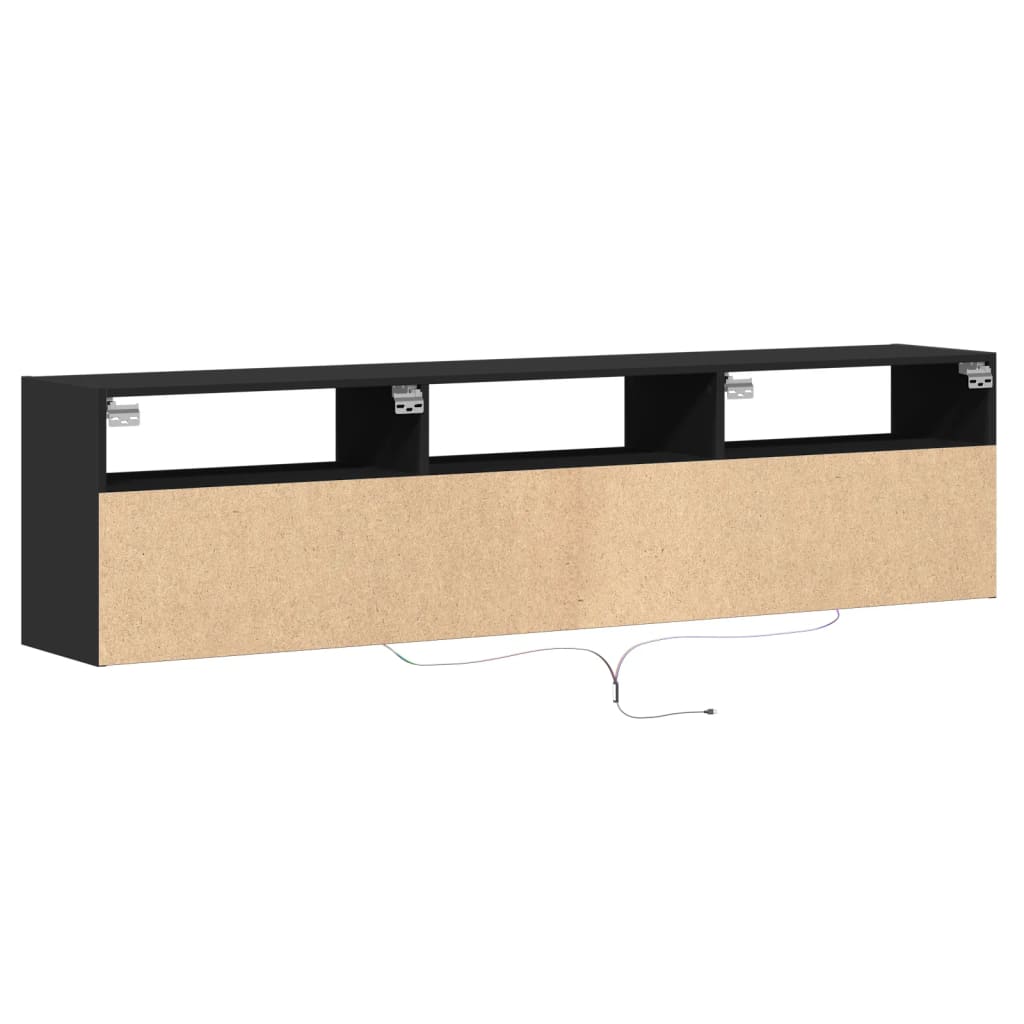 TV-wandkast met LED Zwart 180x31x45 cm is nu te koop bij PeponiXL, paradijselijk wonen!