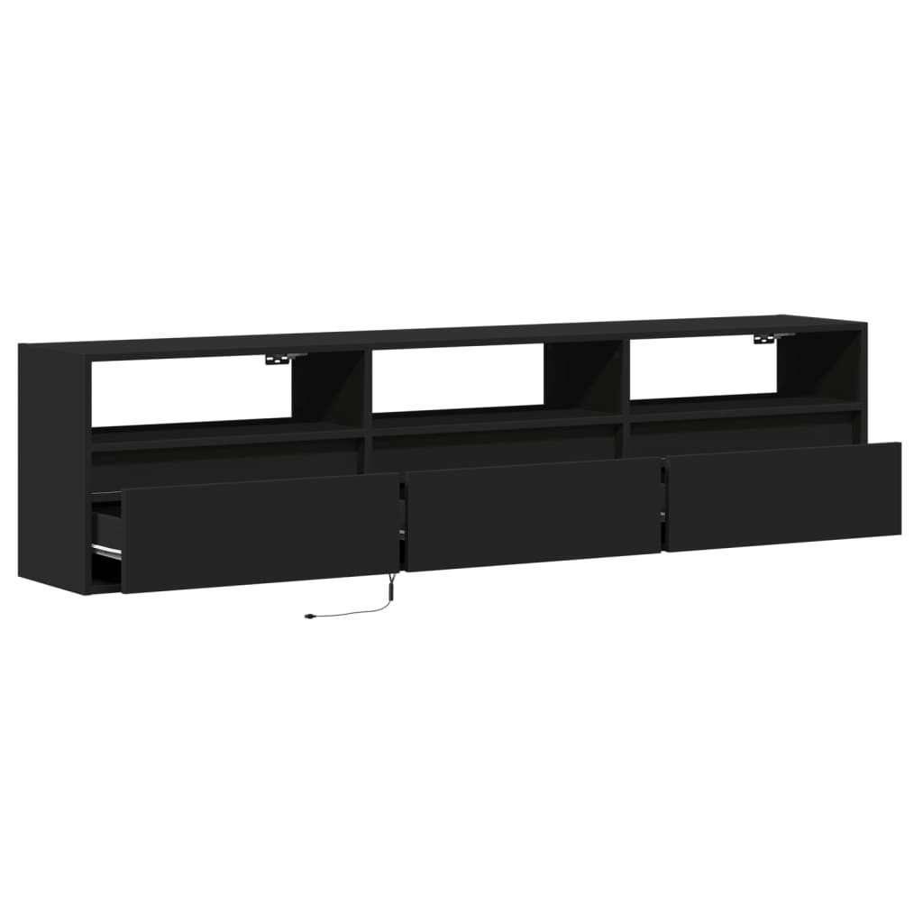 TV-wandkast met LED Zwart 180x31x45 cm is nu te koop bij PeponiXL, paradijselijk wonen!