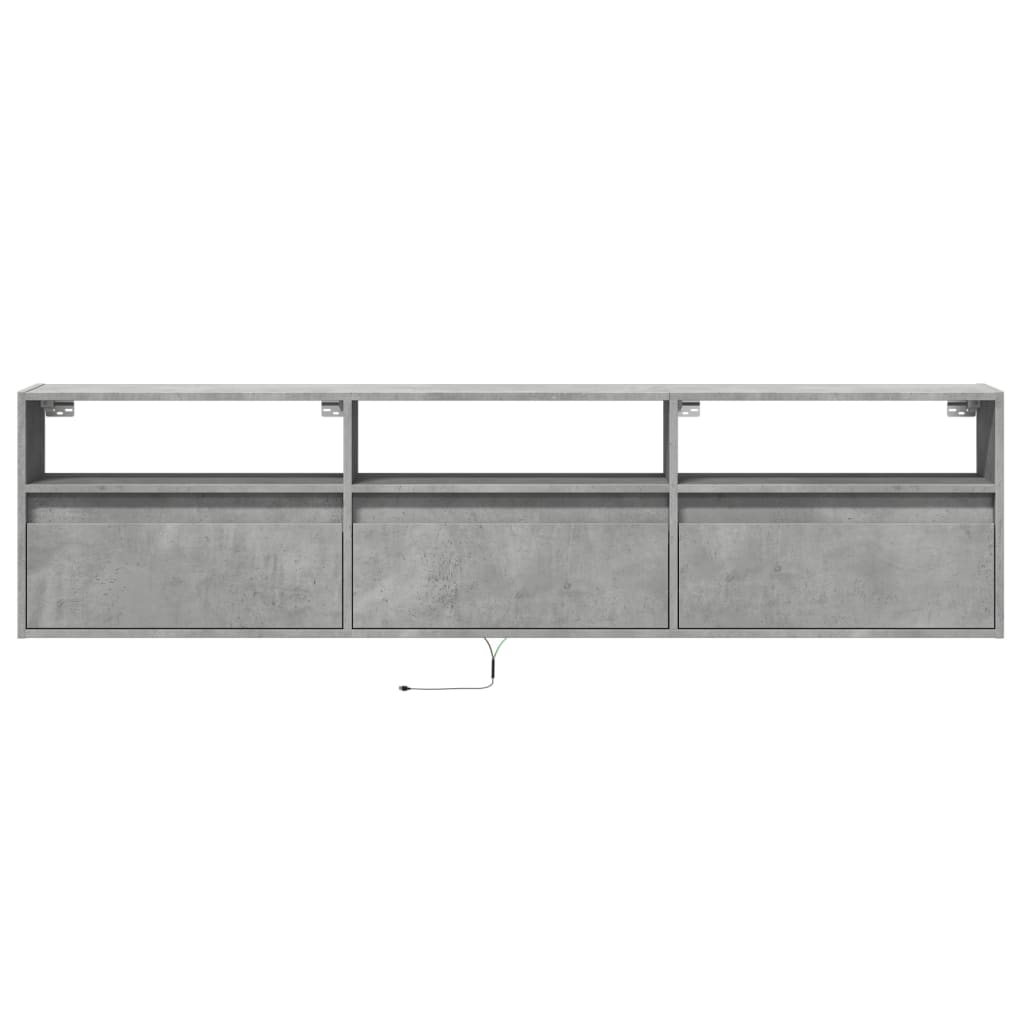 Tv-wandmeubel met LED-verlichting 180x31x45 cm betongrijs is nu te koop bij PeponiXL, paradijselijk wonen!