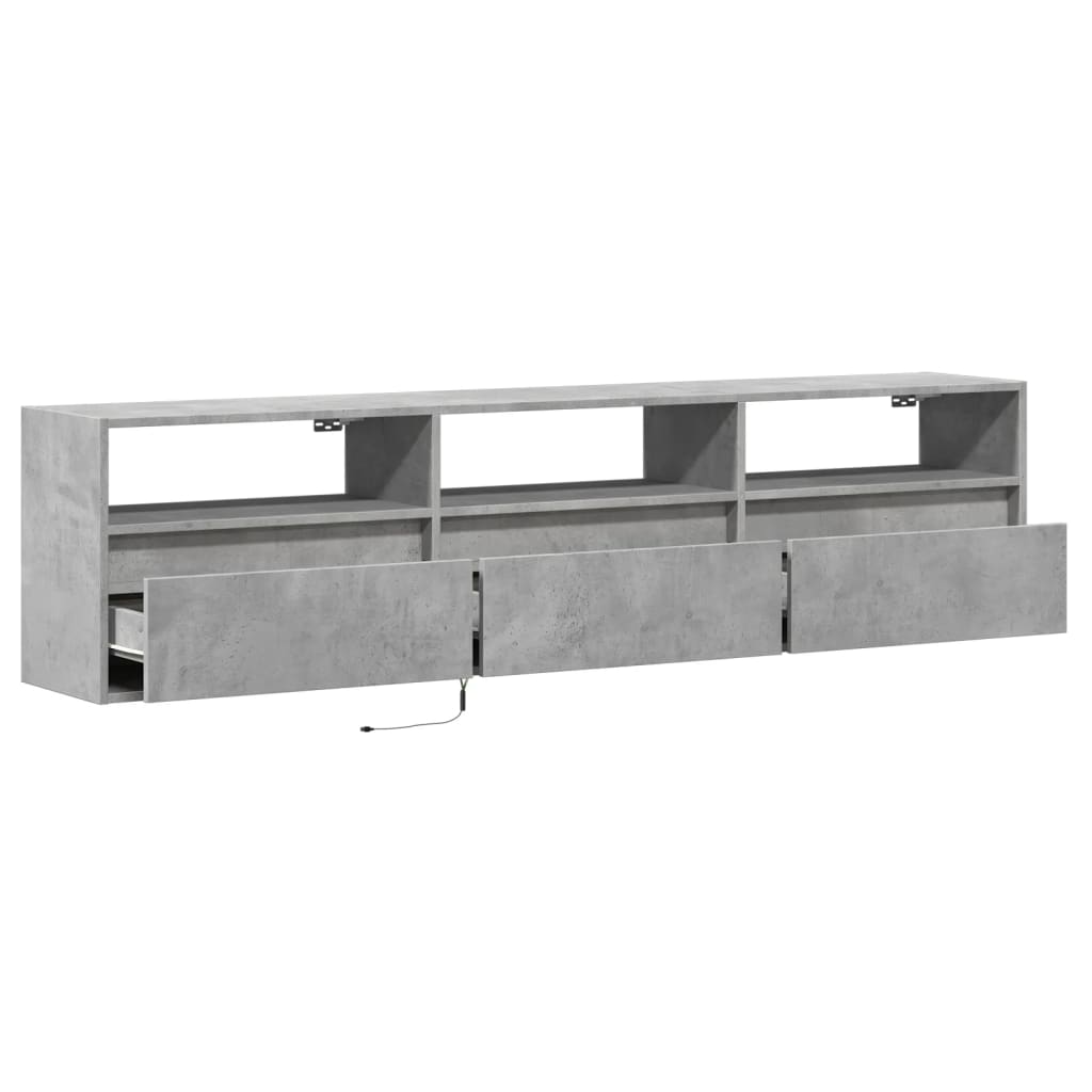 Tv-wandmeubel met LED-verlichting 180x31x45 cm betongrijs is nu te koop bij PeponiXL, paradijselijk wonen!
