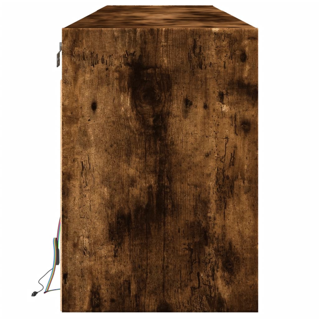 Tv-wandmeubel met LED-verlichting 180x31x45 cm gerookt eiken is nu te koop bij PeponiXL, paradijselijk wonen!