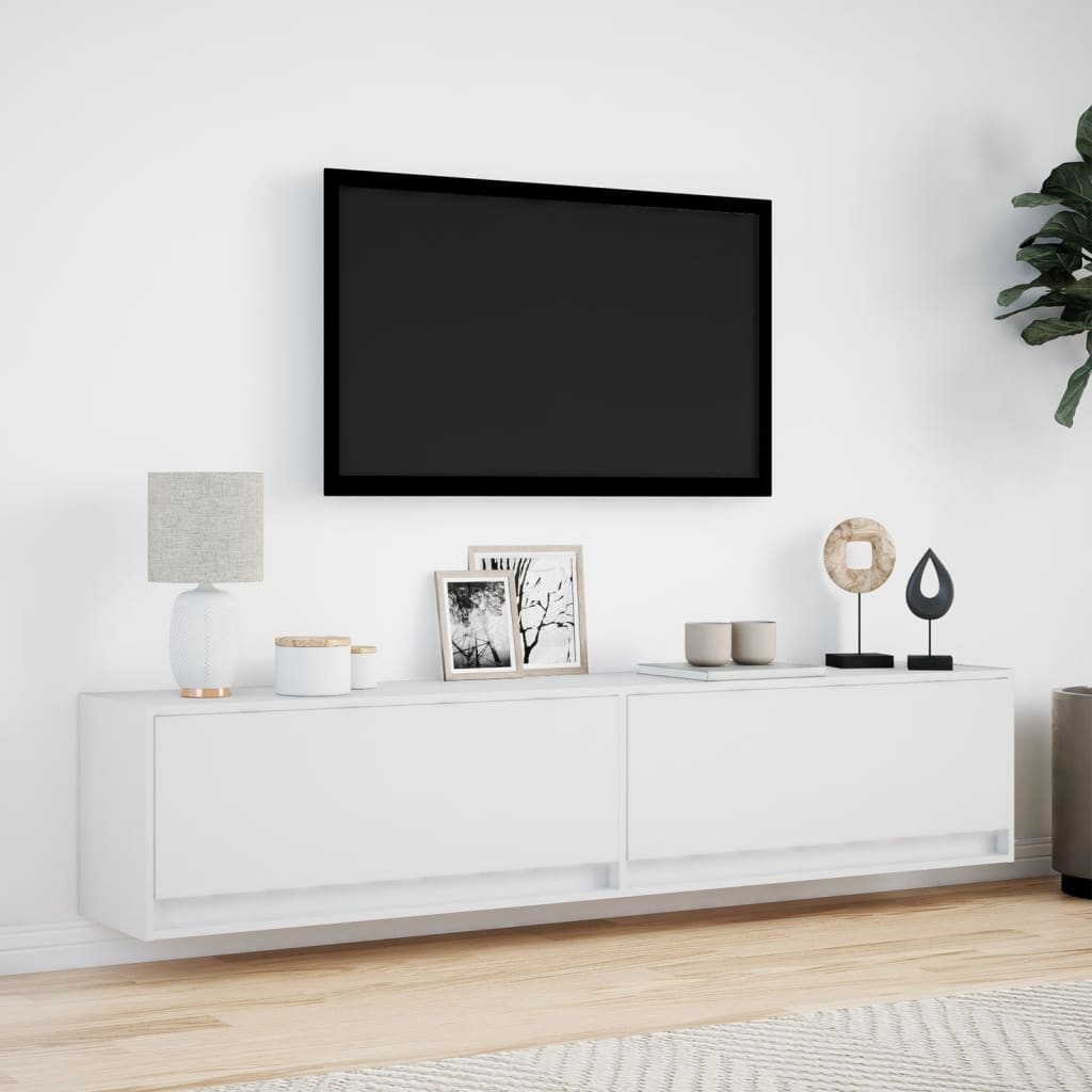 Tv-wandmeubel met LED-verlichting 180x31x38 cm wit is nu te koop bij PeponiXL, paradijselijk wonen!