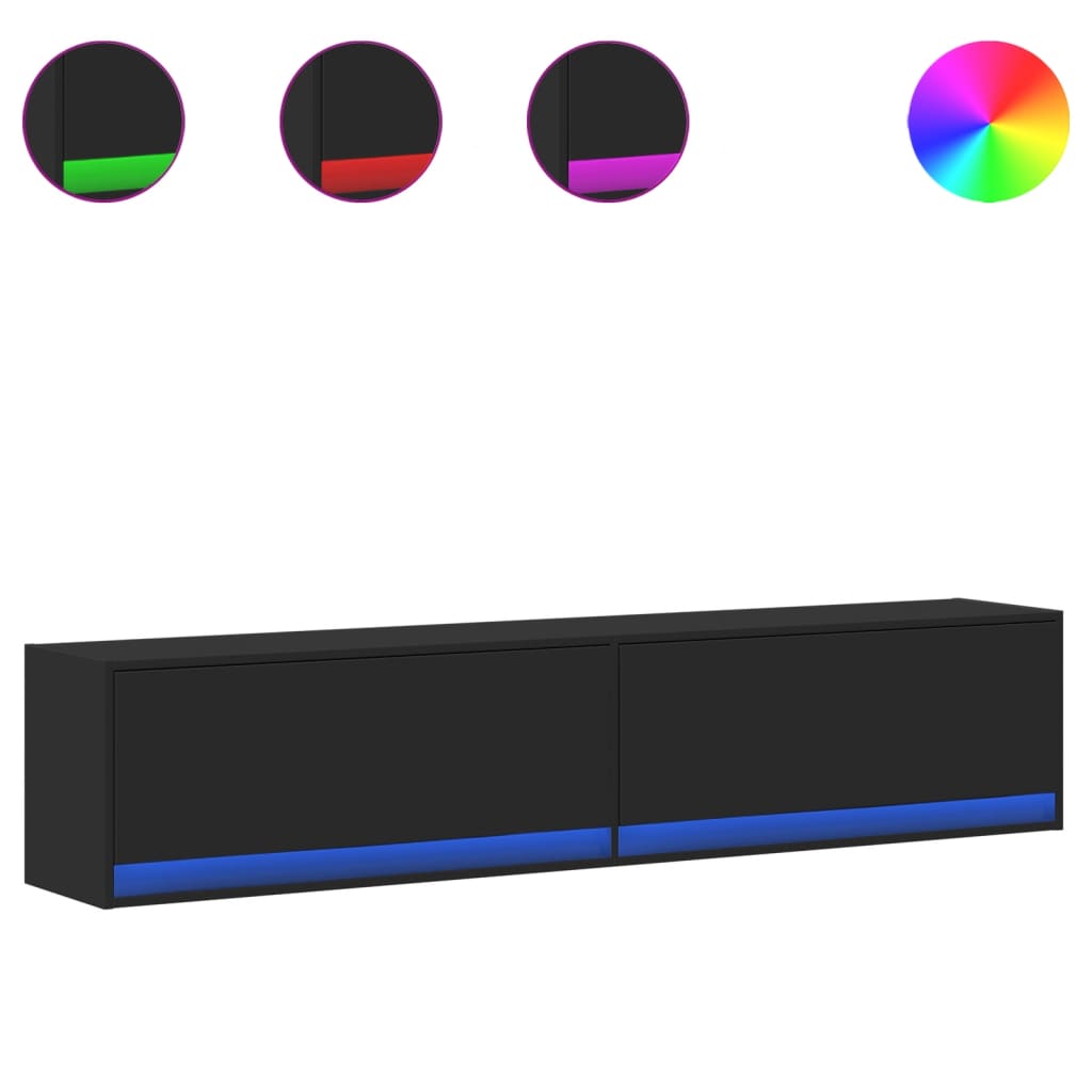 Tv-wandmeubel met LED-verlichting 180x31x38 cm zwart is nu te koop bij PeponiXL, paradijselijk wonen!