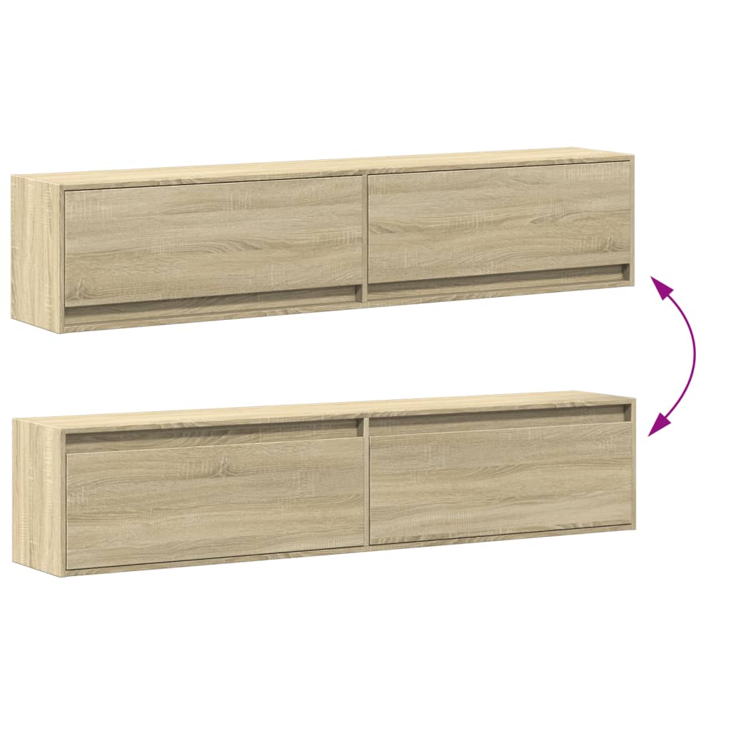 Tv-wandmeubel met LED-verlichting 180x31x38 cm sonoma eiken is nu te koop bij PeponiXL, paradijselijk wonen!