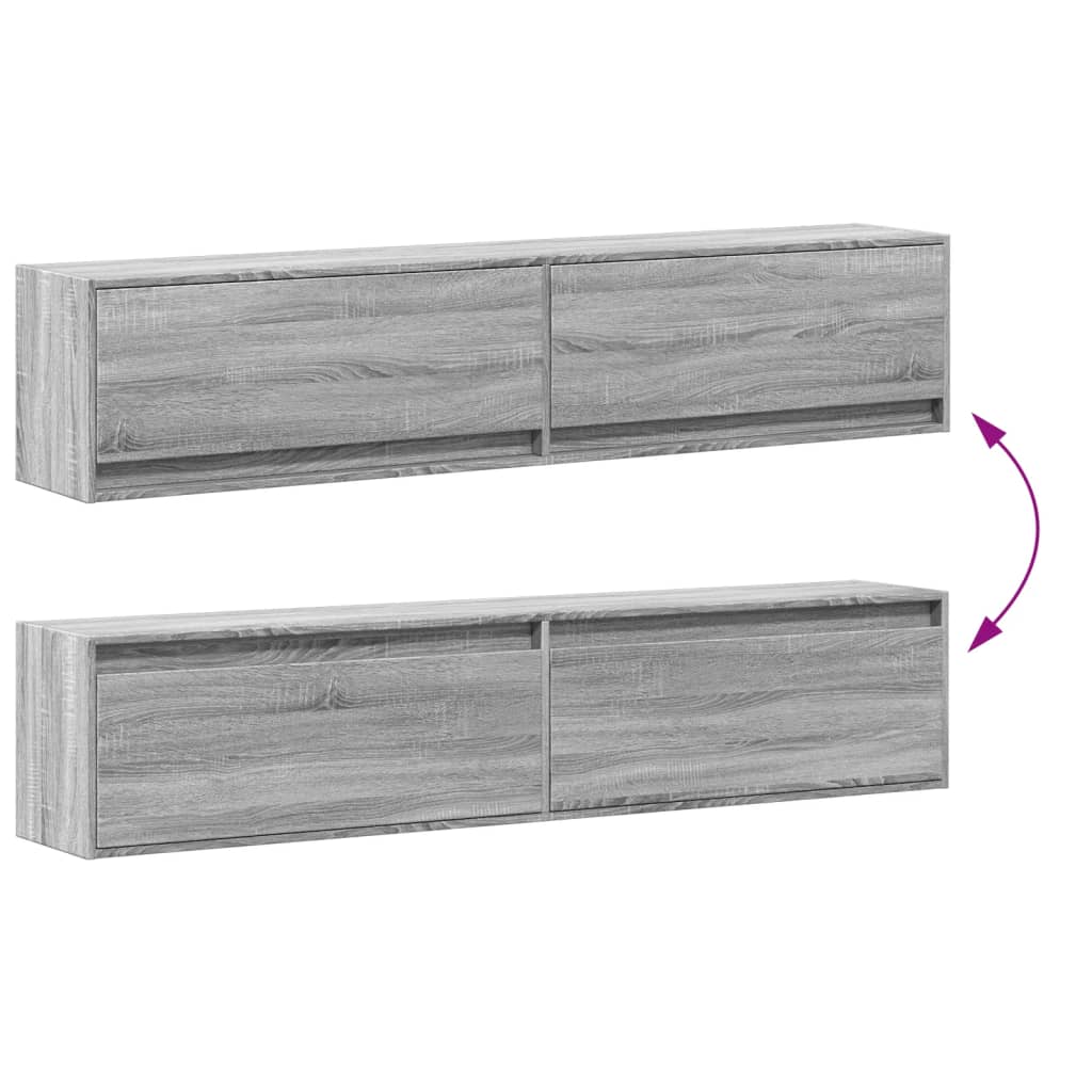 Tv-wandmeubel met LED-verlichting 180x31x38 cm grijs sonoma is nu te koop bij PeponiXL, paradijselijk wonen!