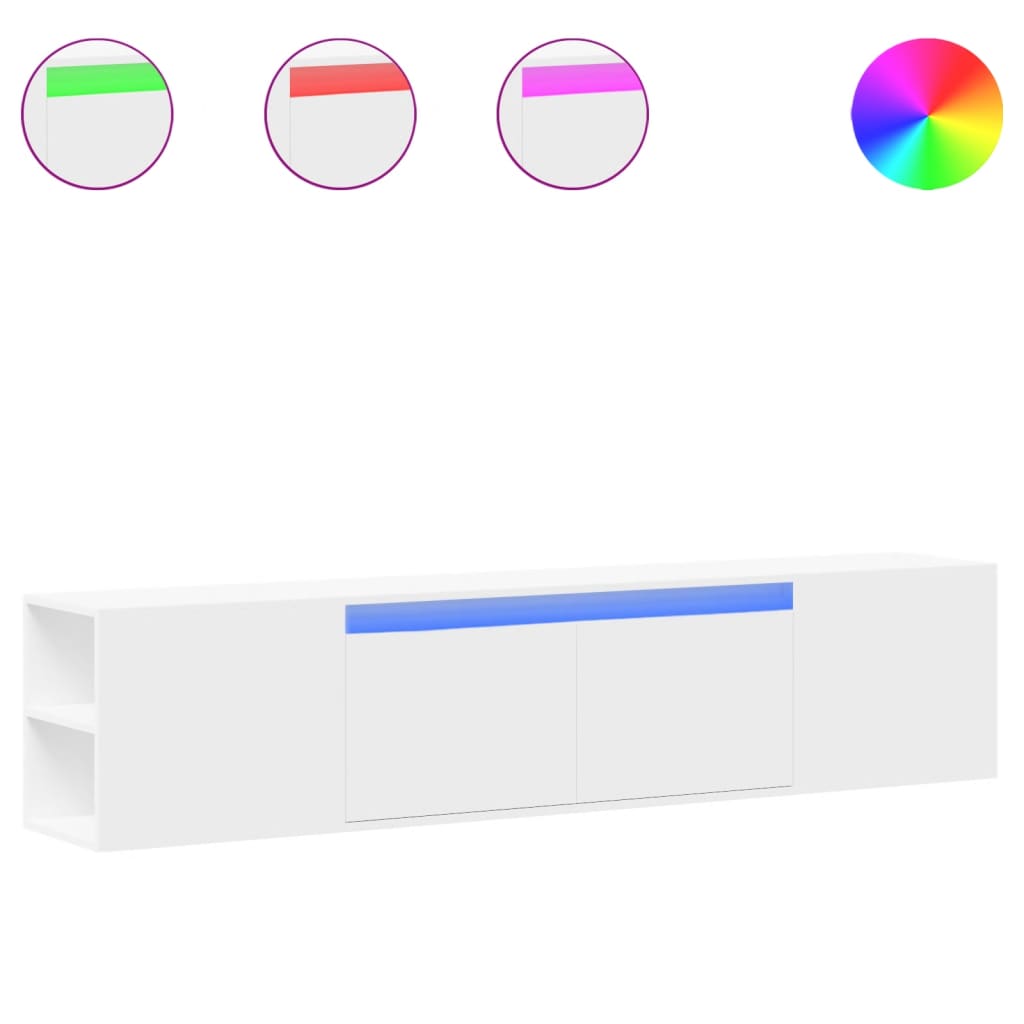 Tv-wandmeubel met LED-verlichting 180x31x39,5 cm wit is nu te koop bij PeponiXL, paradijselijk wonen!