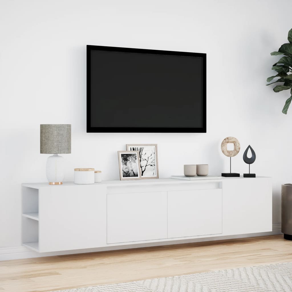 Tv-wandmeubel met LED-verlichting 180x31x39,5 cm wit is nu te koop bij PeponiXL, paradijselijk wonen!
