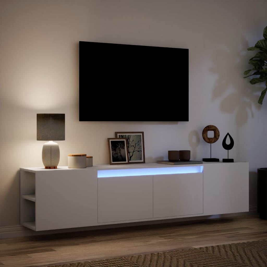 Tv-wandmeubel met LED-verlichting 180x31x39,5 cm wit is nu te koop bij PeponiXL, paradijselijk wonen!
