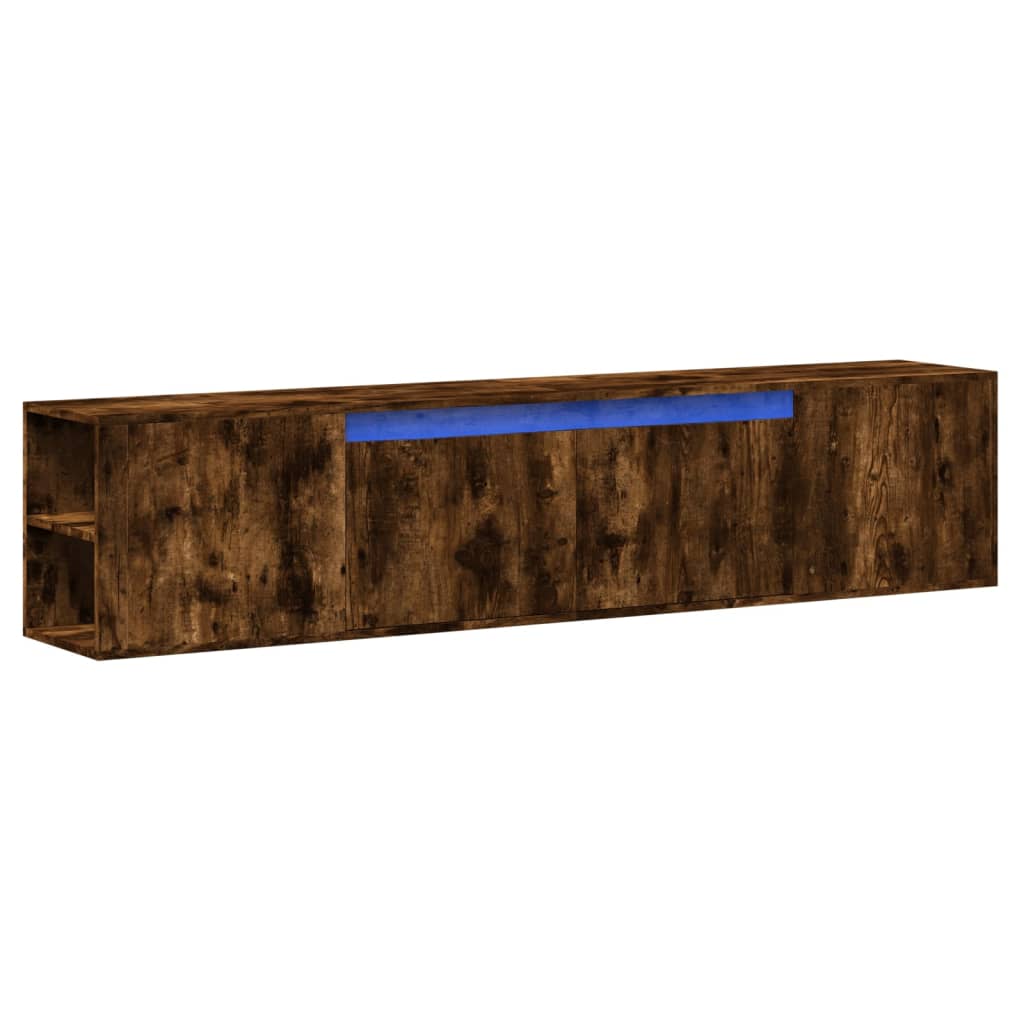 Tv-wandmeubel met LED-verlichting 180x31x39,5 cm gerookt eiken is nu te koop bij PeponiXL, paradijselijk wonen!