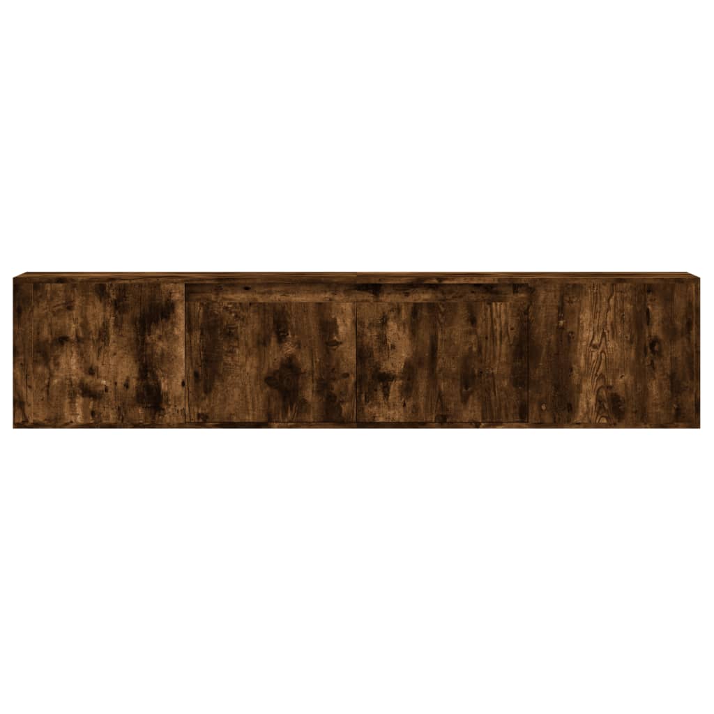 Tv-wandmeubel met LED-verlichting 180x31x39,5 cm gerookt eiken is nu te koop bij PeponiXL, paradijselijk wonen!