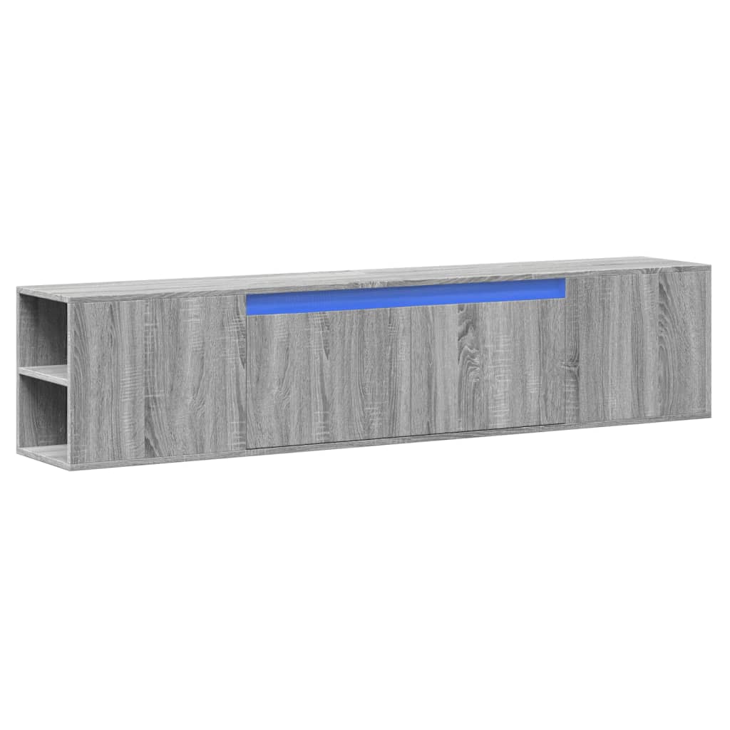 Tv-wandmeubel met LED-verlichting 180x31x39,5 cm grijs sonoma is nu te koop bij PeponiXL, paradijselijk wonen!
